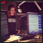 Representing her alma mater, American University, while filling in on a live sports report at WTOP.